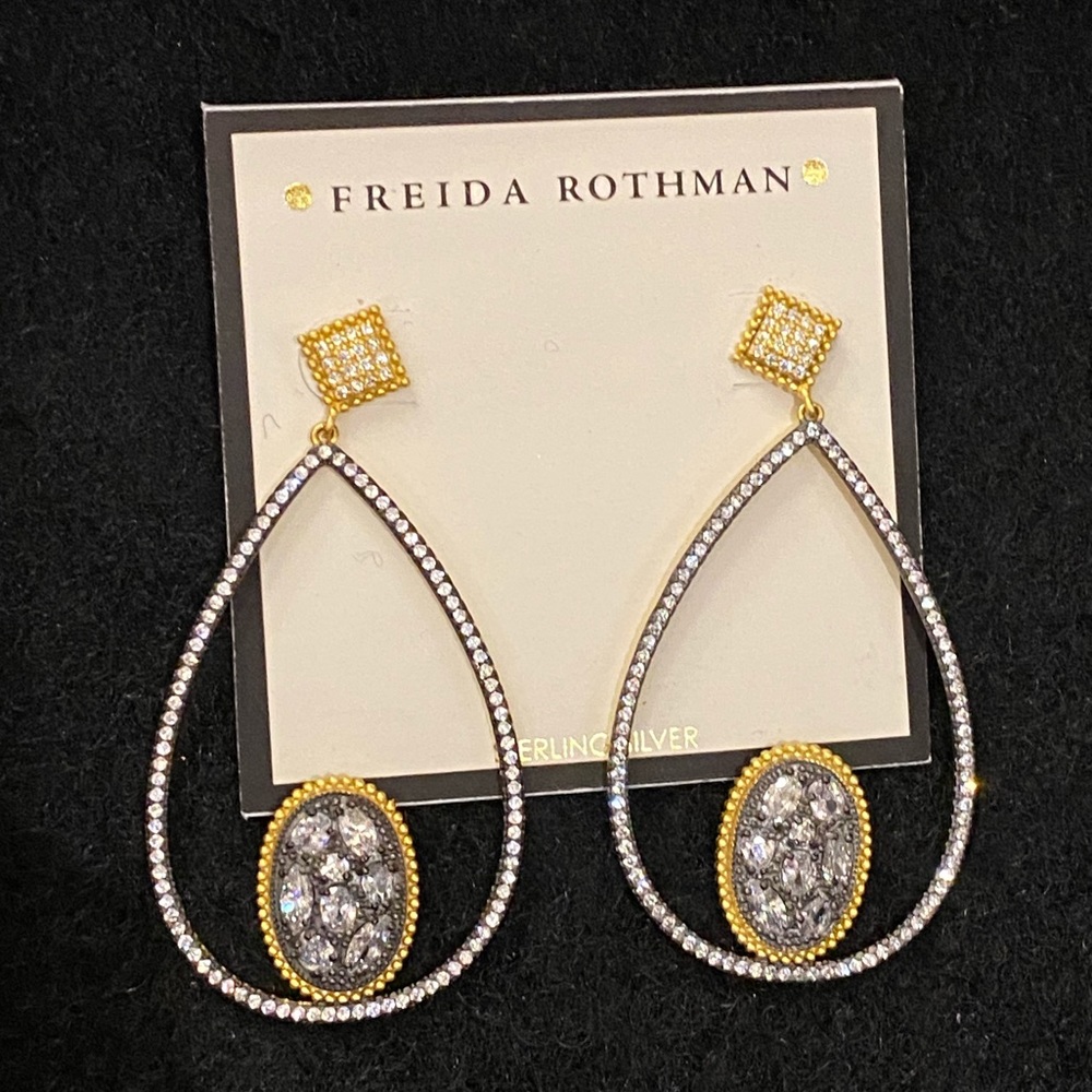 Freida Rothman Rose D'Or Oval Teardrop Earrings